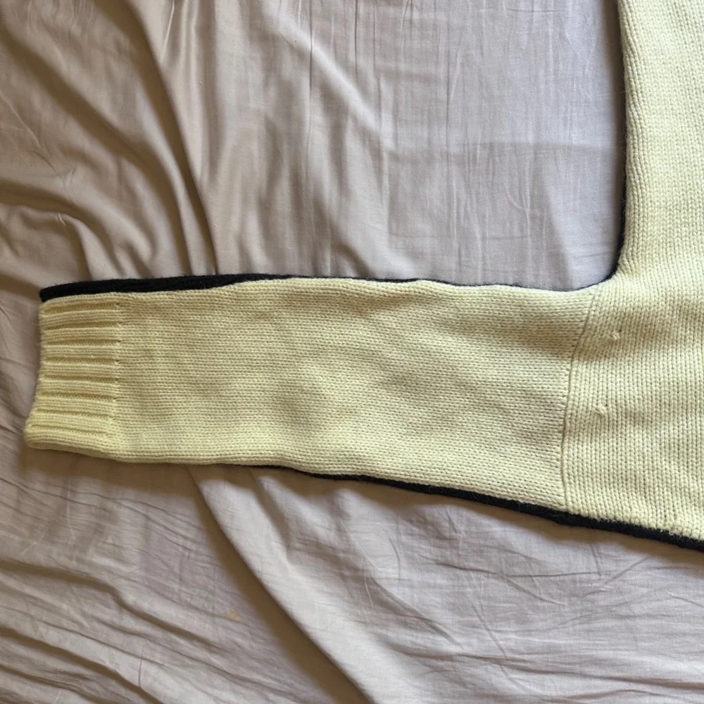 J.W. ANDERSON navy cream colorblock turtleneck long sleeve pullover sweater